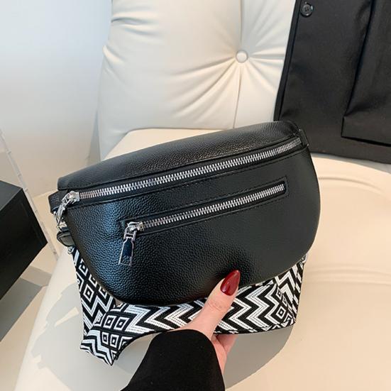 Unisex Crossbody Fanny Pack Faux Leather Waist Pouch with Multiple Zippered Pockets Waist Bag with Adjustable Strap for Travel Work Sports