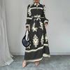 Women's Long Sleeve Lapel Button Printed Bodycon Sexy Nightclub Party Belted Dress