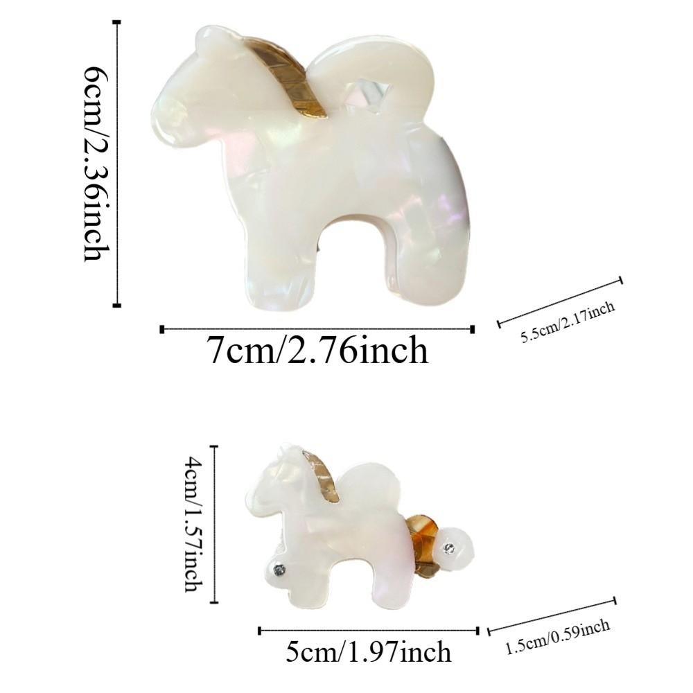 2 PCS Acetate Hair Clip Horse Shark Clip Barrettes Hair Accessories Acetic Acid Hairpins Rhinestone Waterproof Foal Side Clip
