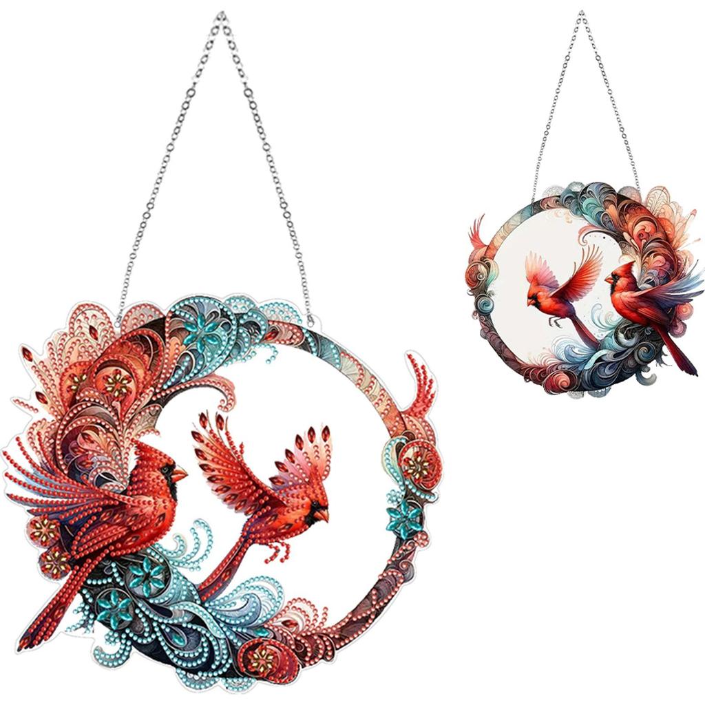 PVC Glass Special Shaped Bird Diamond Painting Hanging Suncatcher Diamond Drawing Suncatcher Ornament Window Ornament