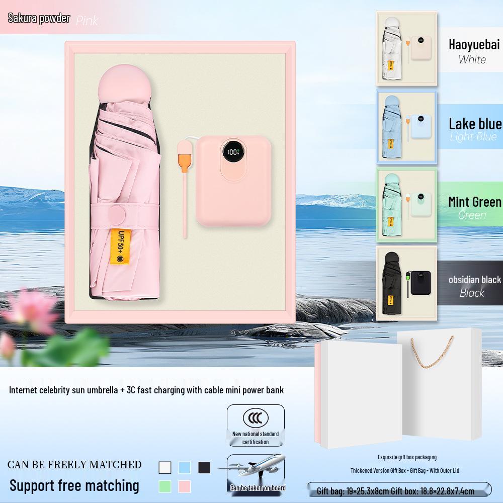 Summer Cool Fan & Umbrella Gift Set - Perfect Anniversary or Customer Appreciation Souvenir