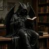 Skeleton Reader Figurine Gothic Dark Fantasy Figure, Reading Book Statue, Academy Bookshelf Ornament Home Decor for Library Office Study Room