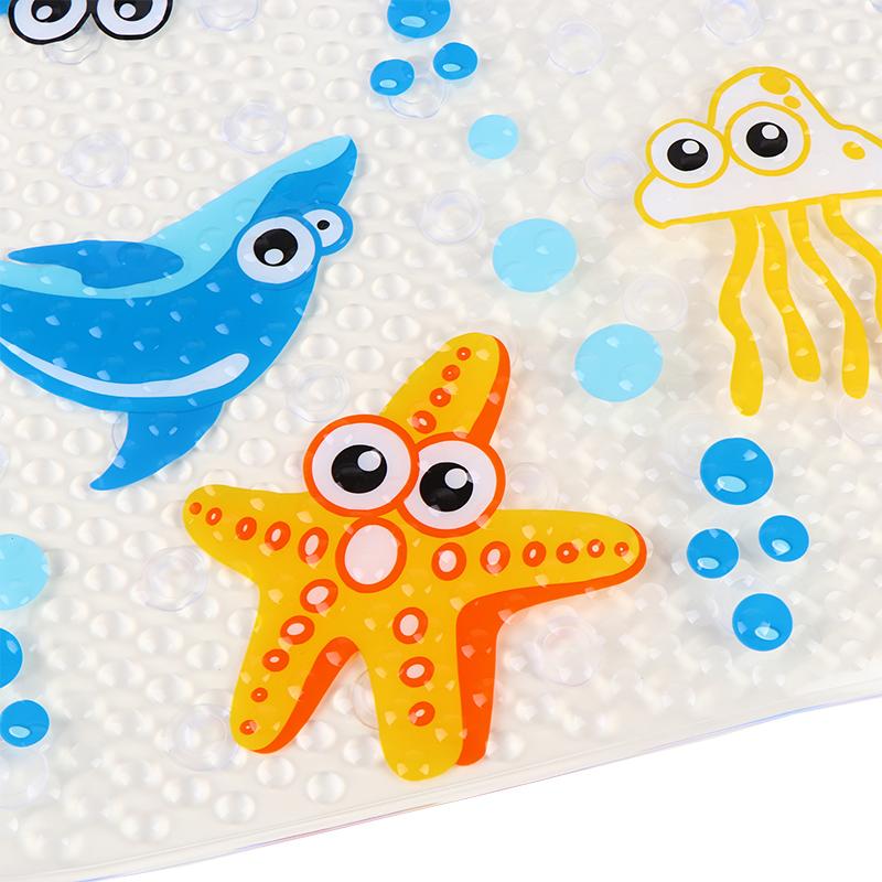 Safety Kids Anti Slip Bath Mat Soft Cartoon PVC Non Skid Shower Mat with Suction Cups for Toddler Bathtub