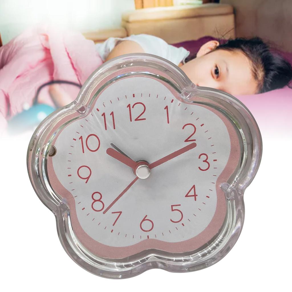 Cute Alarm Clock Flower Shape Quiet Low Noise Transparent Small Alarm Clock for Living Room Bedroom