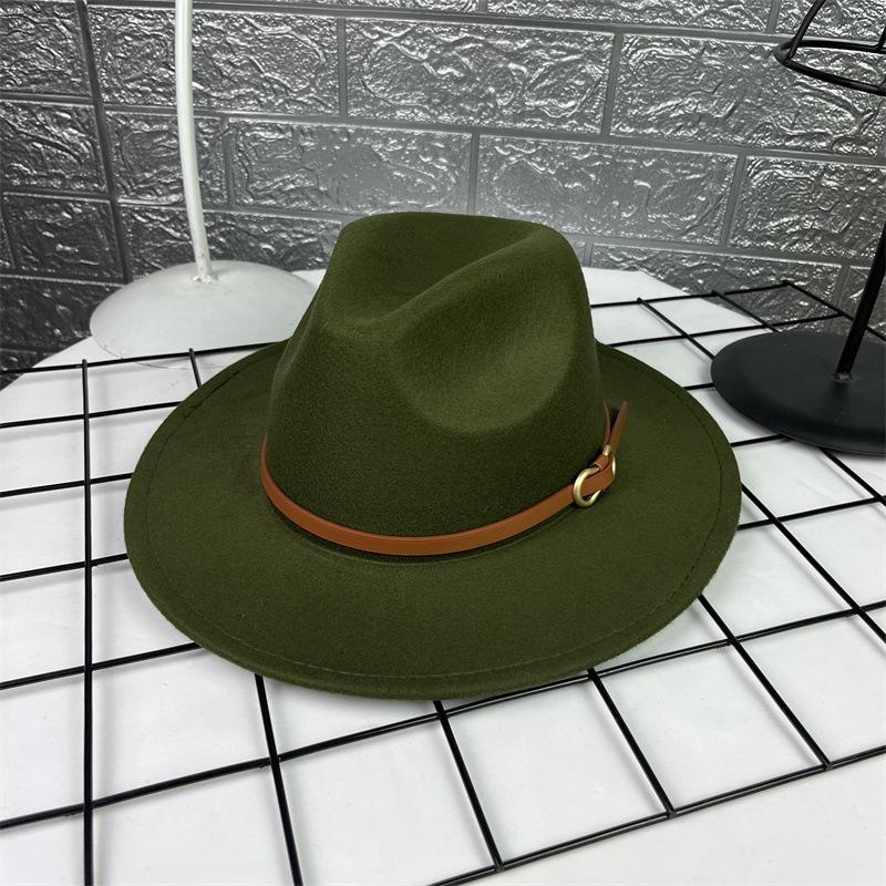 French Top Hat Men's Autumn and Winter Big Edge Hat Back Edge Felt Hat Panama Flat Edge Jazz Hat British Hat Wool Hat
