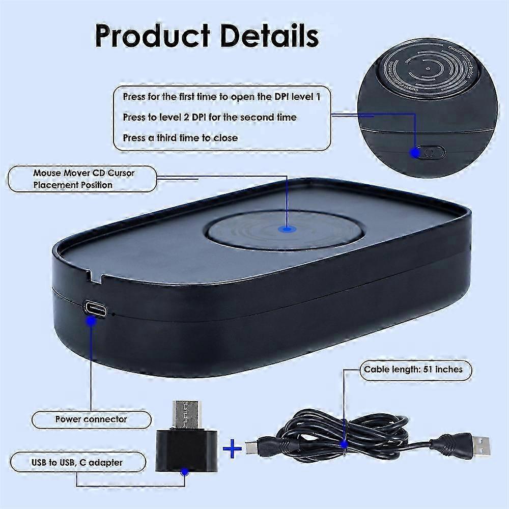 Undetectable Mouse Jiggler 5V 1A Simulate Mouse Mover Wired Wireless Mouse Compatible for Computer Awakening for Keeps PC Active