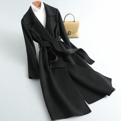 Autumn Latest Double-sided Cashmere Coat Womens Mid-length Over-the-knee Slim Woolen Woolen Coat
