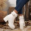 Fashionable Comfortable New Wear-resistant and Non Slip Women's Boots Winter Round Toe Lace Up Zipper Casual Mid-tube Boots