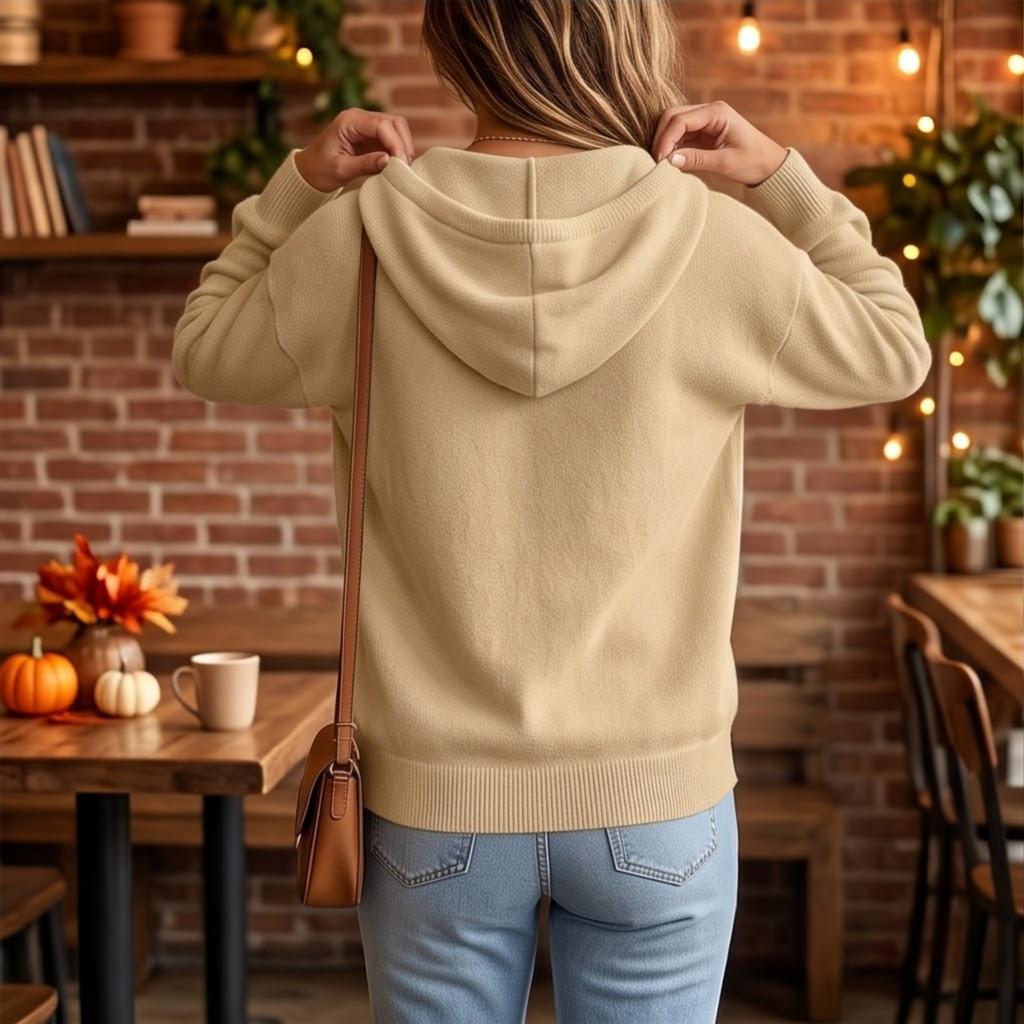 Women's Casual Hooded Knit Cardigan Sweater - Color, Button Front, Versatile