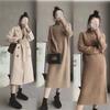 Medium and Long Turtleneck Sweater Skirt Women's Thickened Autumn and Winter Loose Bottoming Knitted Dress with Pullover Inside