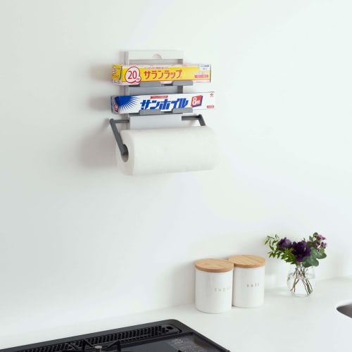 Belca Kitchen Storage Magnetic Wrap & Paper Holder, FLAT in, Width 15.1-27.5 x Depth 1.75 x Height 25cm, White, Flat in Wall Storage, FK-WPW