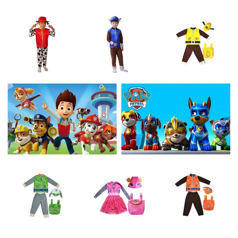 Children Paw Patrol Cosplay Custume Set Halloween Party Props Hat Gift Backpack