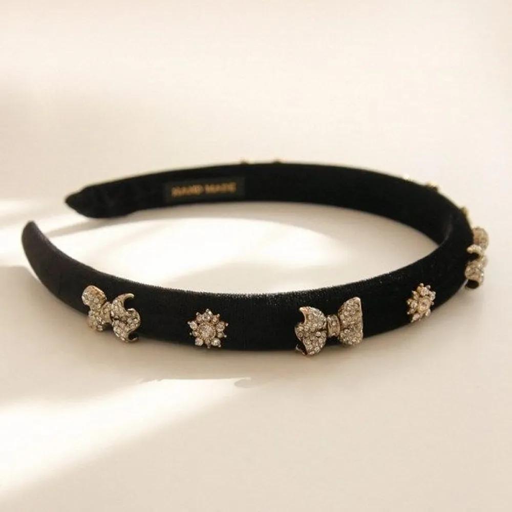 J Lauren Velvet Ribbon Cubic Headband Accent Hairband H01109