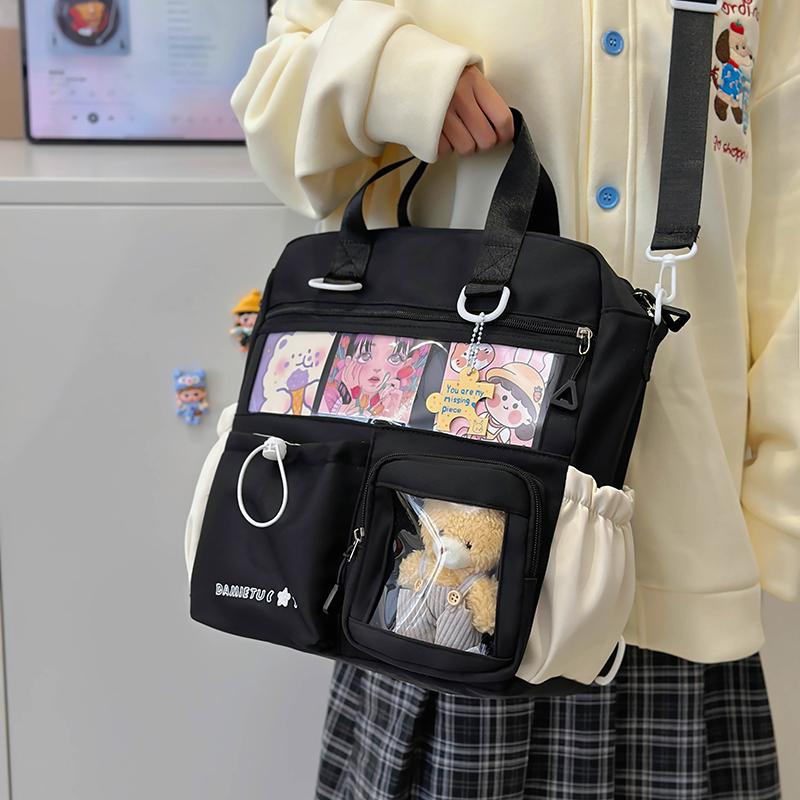 Lightweight Shoulder Bag Messenger Bag Student Crossbody Bag Women's Color Block Backpack