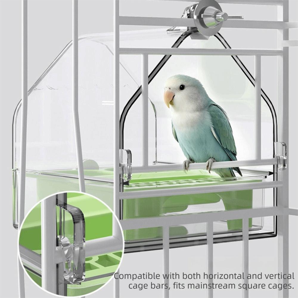 Removable Tray Bird Cage Feeder Box Spill-Resistant Easy-Clean Clear Cage Feeder No Mess Transparent Birds Food Container