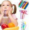 100PCS Flexible Plastic Straws, Colorful Disposable Bendy Party Fancy Straws Extra Long Straws Party Decorations