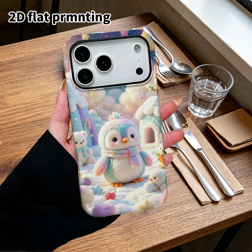 Phone Case: 2D flat, fits iPhone 18, 17, 16, 15, 14, 13, 12 Pro protective case, Frozen Penguin Kingdom, perfect Christmas and Halloween holiday gift