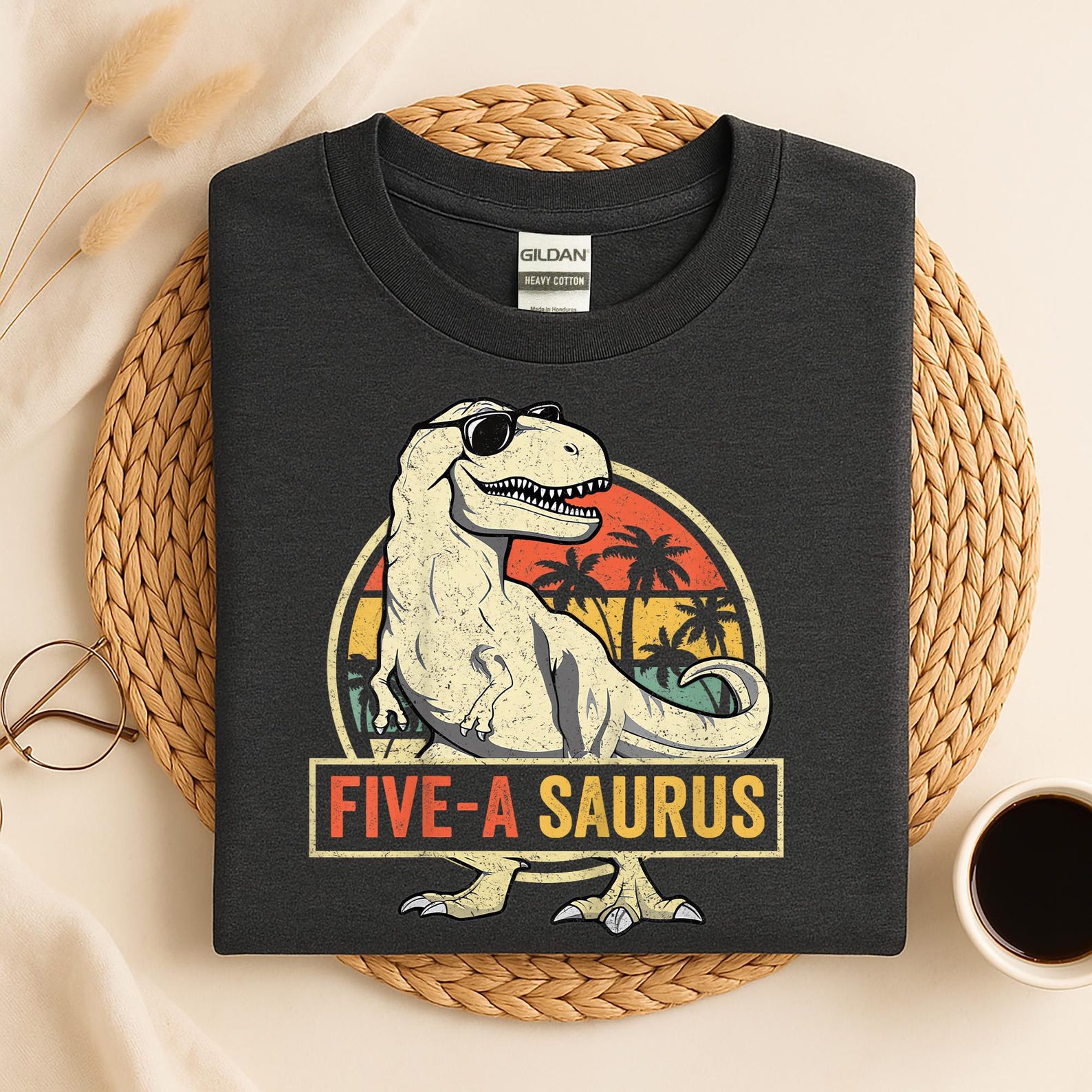 Kids 5 Year Old Dinosaur Birthday 5th T Rex Dino Five Saurus Toddler T-Shirt, Tyrannosaurus 5 Year Old Birthday Youth Shirt S
