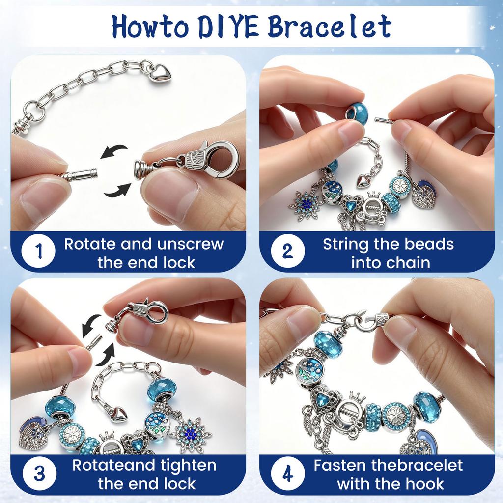 Christmas Advent Calendar DIY Alloy Bracelet Jewelry Set