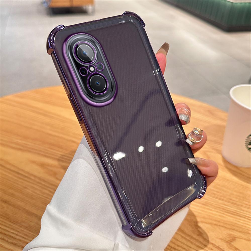 Plating Transparent Shockproof Phone Case For Huawei Nova 12 Pro With Magnetic Stand Holder Nova 9 SE 11 10 9 8 7 Pro Soft Cover