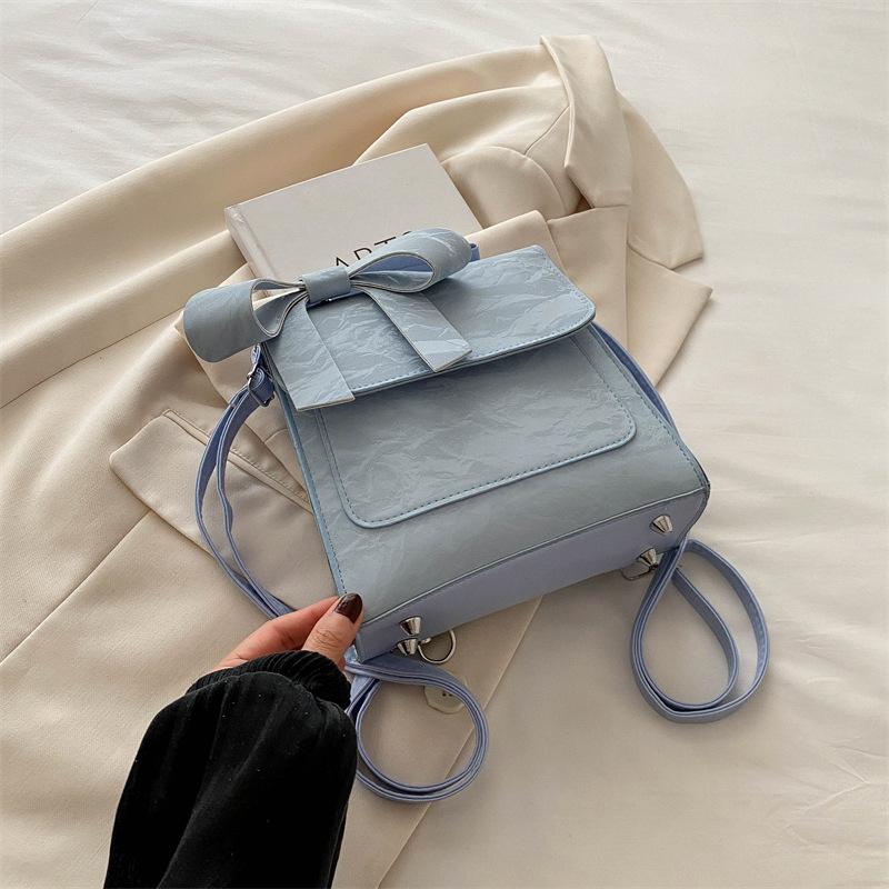 Bow Backpack for Ladies New Trendy Fashion College Style Backpack Simple Handbag Travel Bag