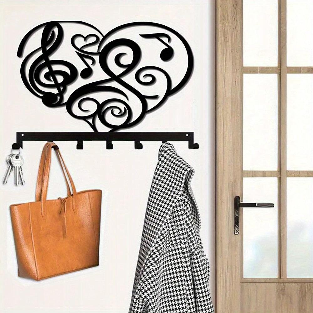 Music Theme Metal Key Hooks 7 Hooks Wall Mounted Rustproof Home Decor