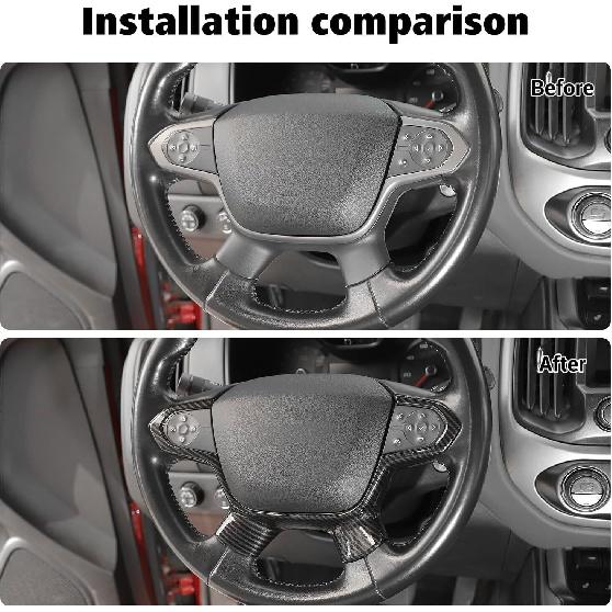 Carbon Fiber Steering Wheel Cover Interior Trims for Chevrolet Colorado 2014-23