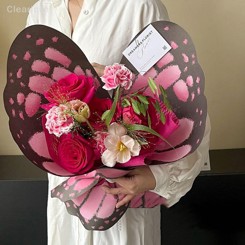 Diverse 20Pcs set of Flower Bouquet and Colorful Butterfly Wrapping Paper; Birthday Present Packing DIY Supplies