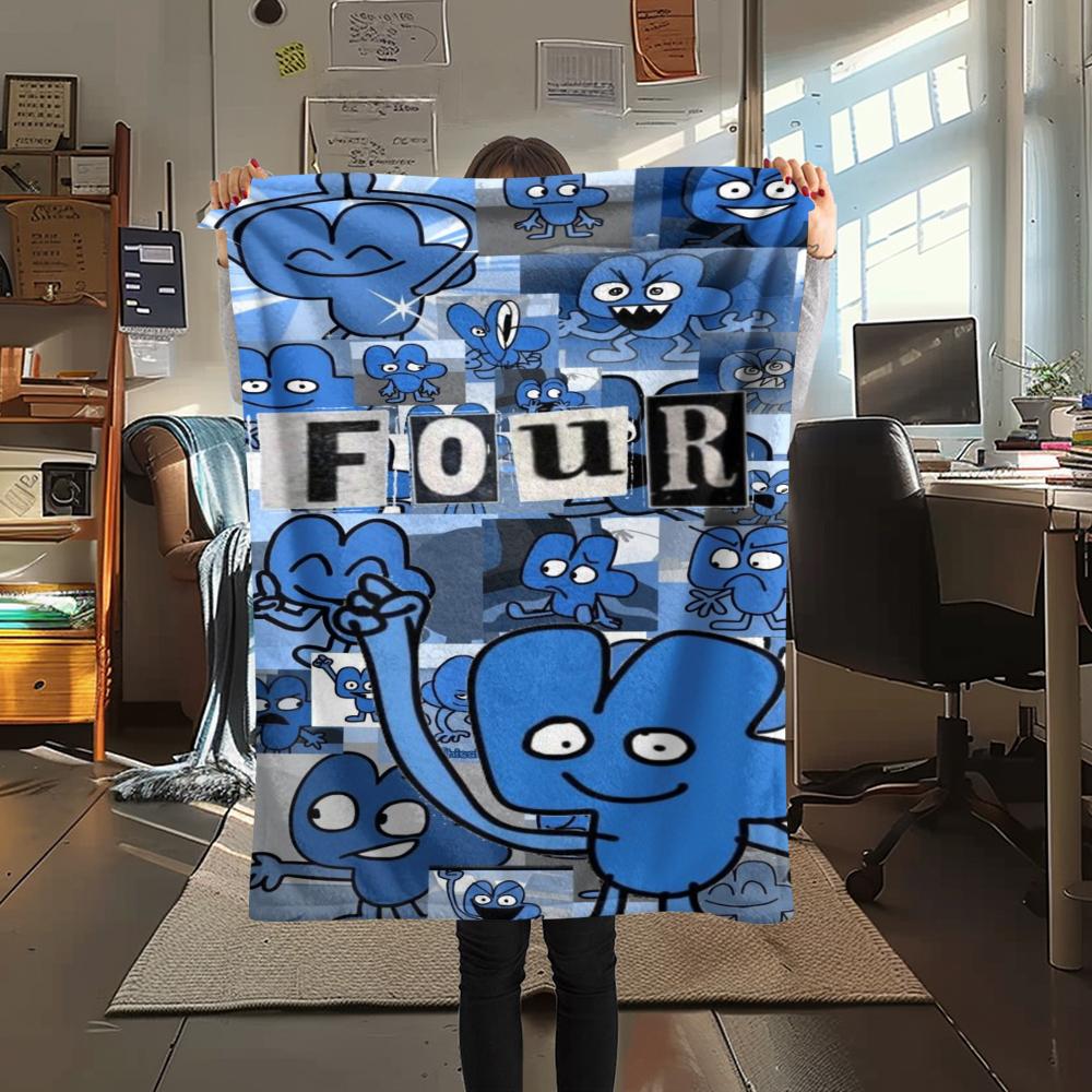 1Pc BFDI Game Print Flannel Blanket, High quality Comfortable for All Seasons, Home Decor, Warmth and Comfort, Perfect for Christmas Gifts 08