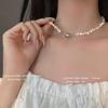 Pearl love magnet necklace women's light luxury niche simple cold wind collarbone chain design sense neck chain accessories