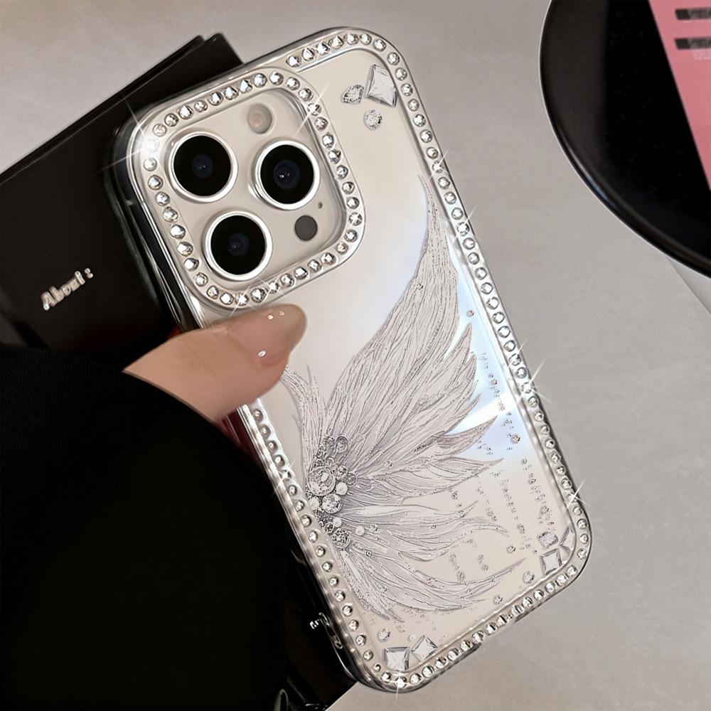Half of the butterfly is suitable for iPhone17 Pro flash drill mobile phone case, Apple advanced sense 16/15 niche large hole anti-drop.