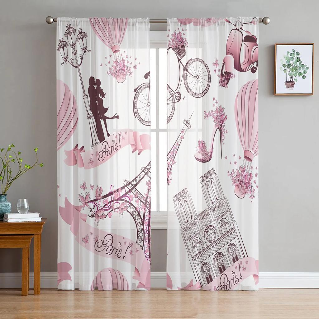 Cartoon Hot Air Balloon Tulle Sheer Curtains for Living Room Decoration Window Curtain for Bedroom Kitchen Voile Organza Drapes