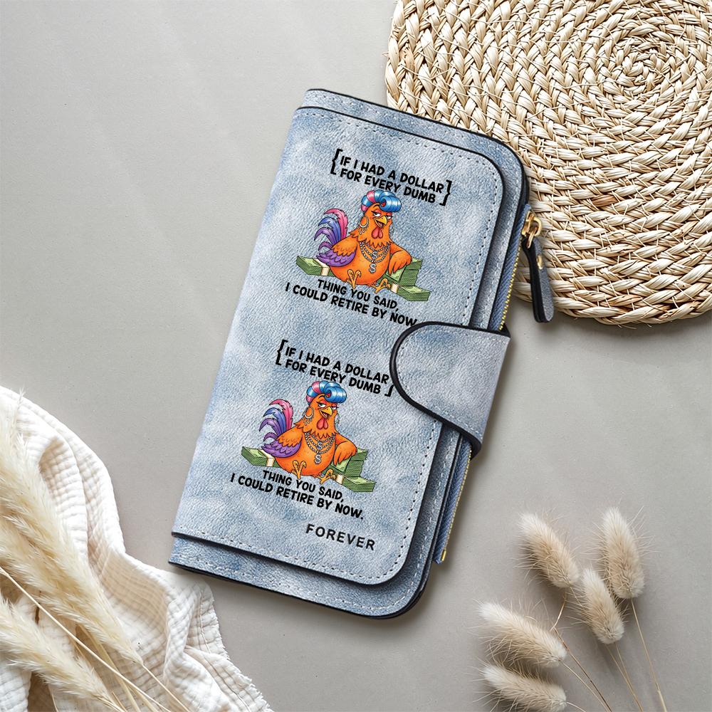 Funny Chicken Pattern Leather Wallet Long Bifold Purse Card Holder Gift
