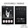 1Set Glossy Shine Press On Nail Light Purple French Smudged Floral Pattern Short Oval Shape Elegant Look