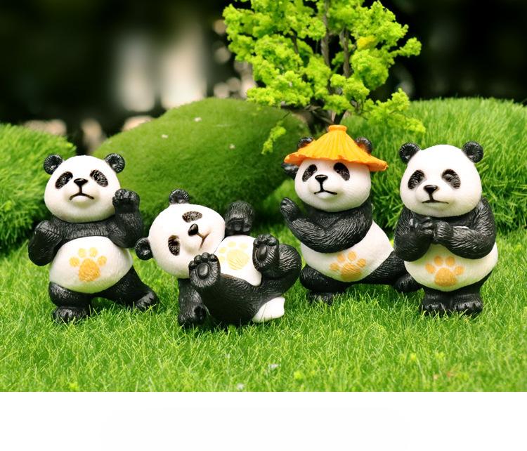 

Mini Panda Statue Cute Panda Doll Kung Fu PVC Panda Statue Fairy Garden Animal Flower Pot Bonsai Crafts Decoration Randomly select one