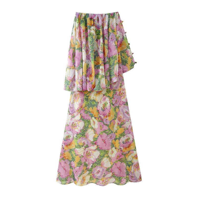 European American Women s Fashion: Irregular Floral Print Dress Small