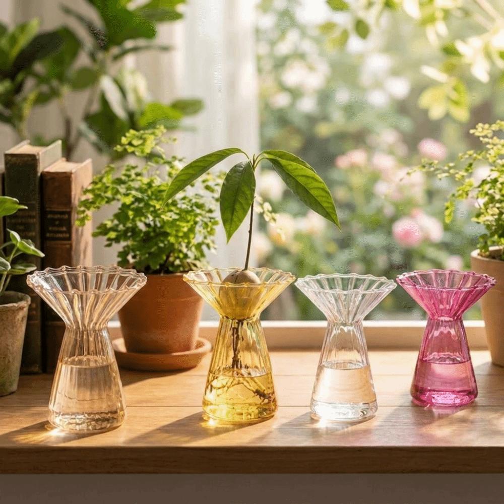 Colored Hydroponic Vase Vertical Striped Flower Pot Terrarium Decorative Vase Office