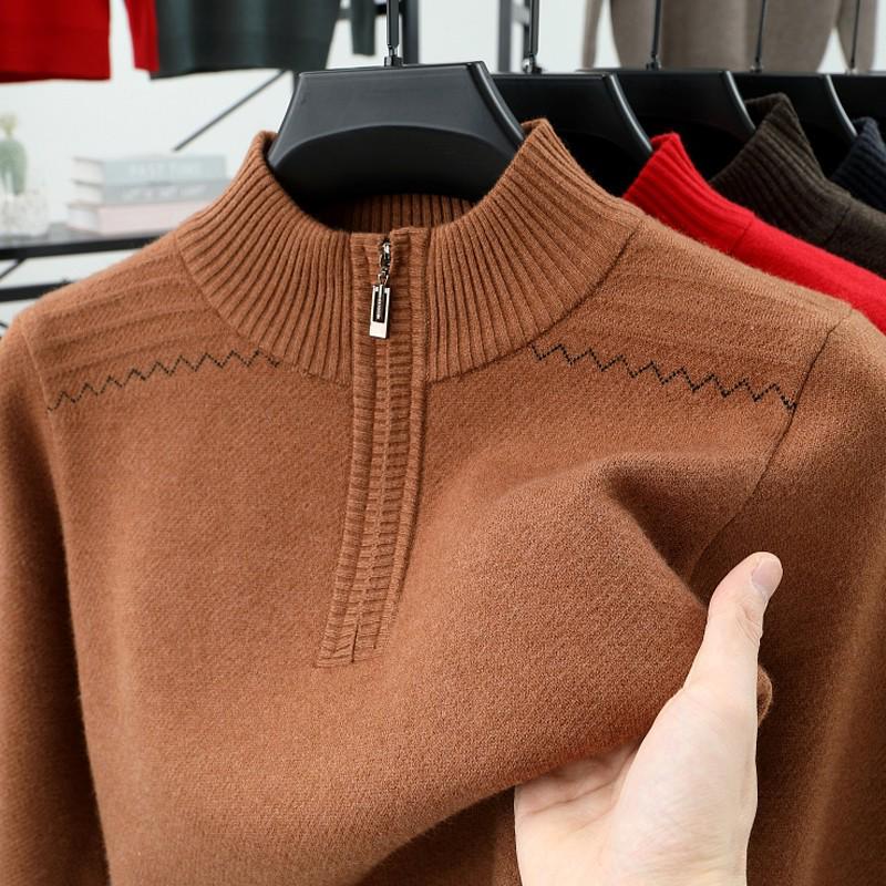 

Romon Men s Winter Wool Sweater, Half High Neck, 2025 New Zipper Plus Size Middle-Aged Dad Outfit 2XL for 150-165 lbs
