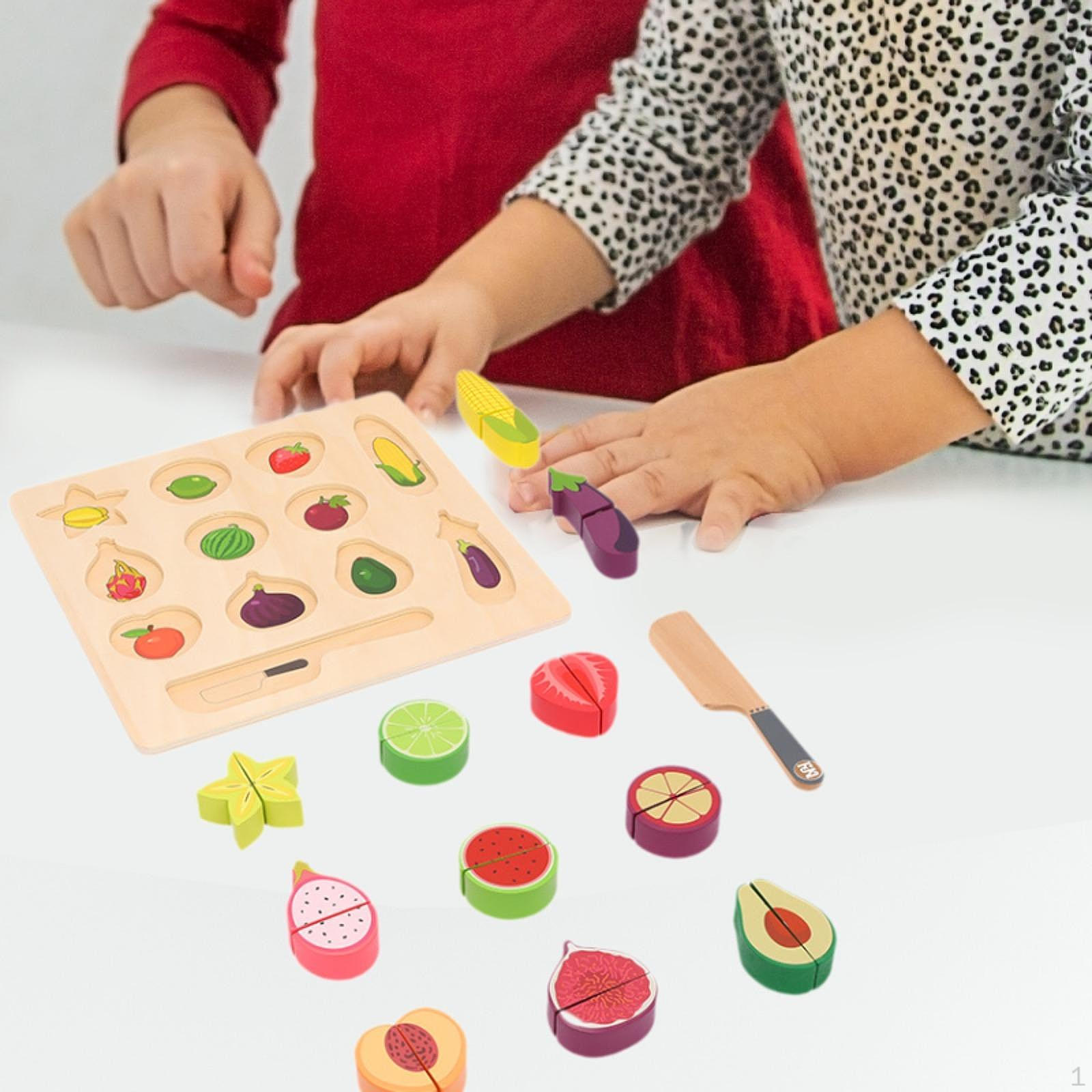 

Cutting Fruit Vegetables Set Play Food Toy Preschool Pretend Playset for