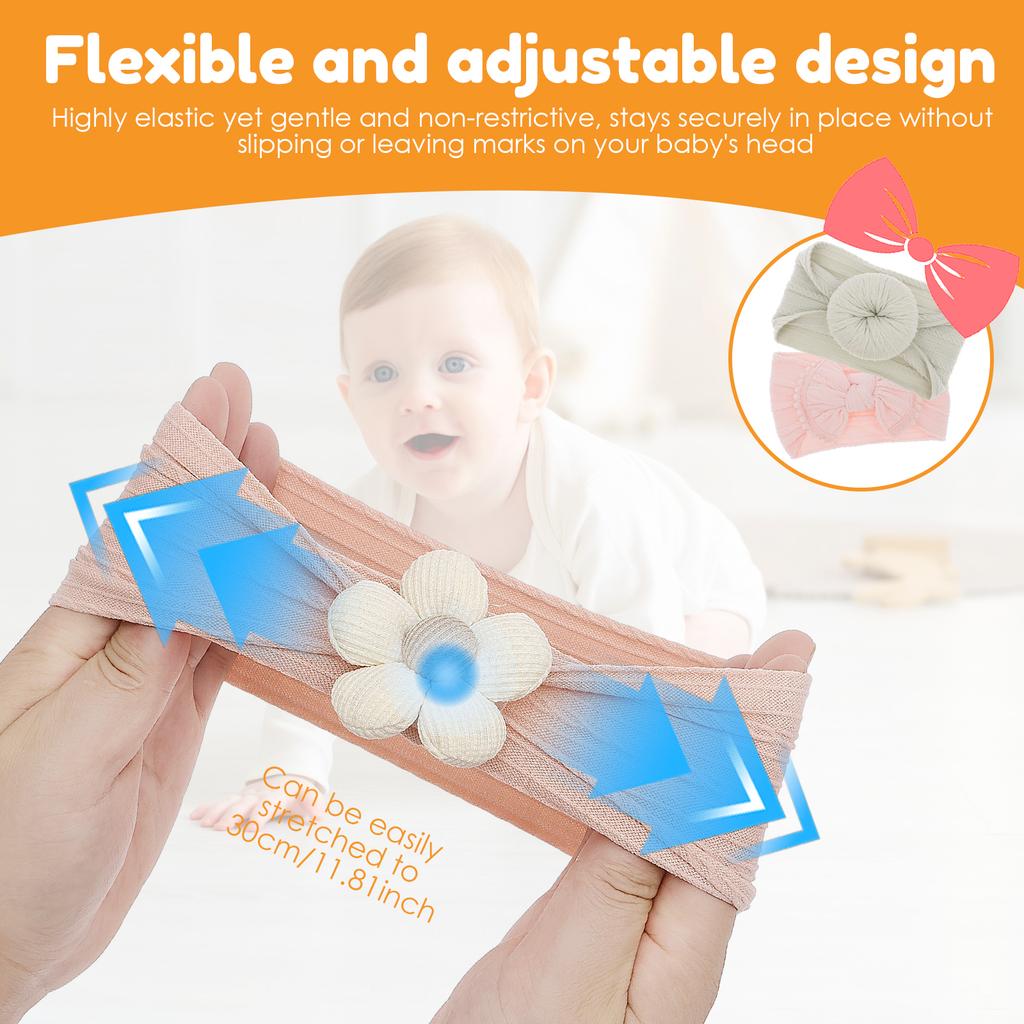 8/16Pcs Baby Headbands Super Stretchy Soft Knot Headbands with Hair Bows Head Wrap Hair Accessories For Newborn Baby Girls