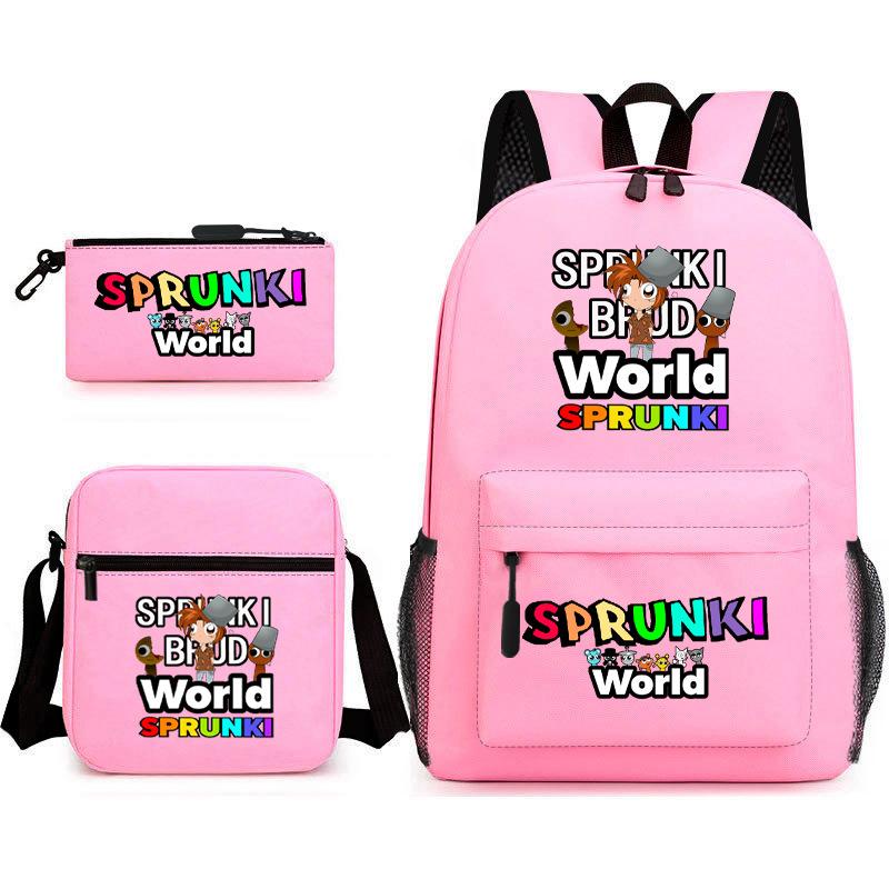 New rhythm box game merchandise primary school bag sprunki cartoon starry sky backpack 3-piece set D
