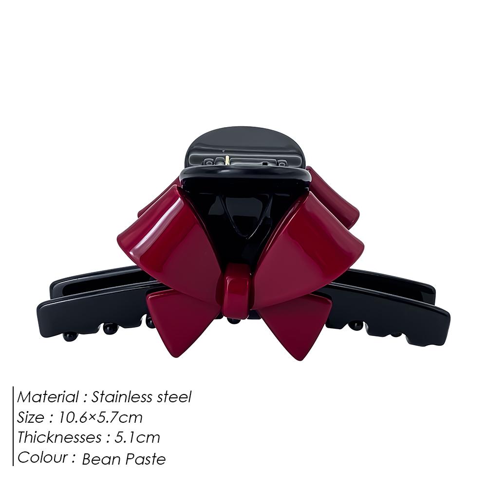 

eManco Two Tone Bow Large Hollowed Out Clip New Year s Accessory Smooth and Shiny Hair Accessory Black&Bean Paste Color Size fits all