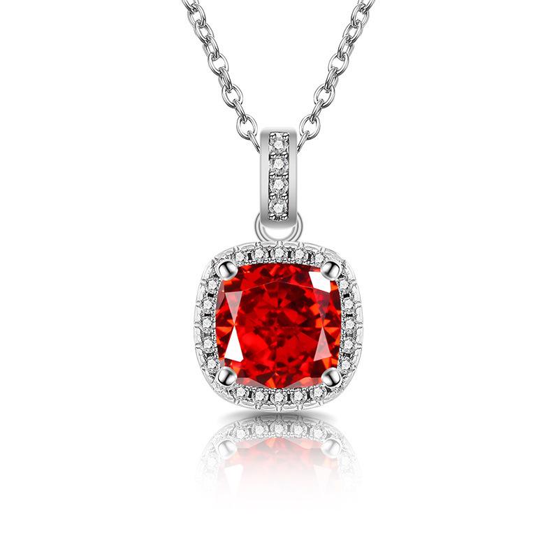Ice Flower Cut Fat Square Princess Square Bag Zircon Pendant 925 Sterling Silver Ladies Elegant Necklace Birthday JewelryGood Product