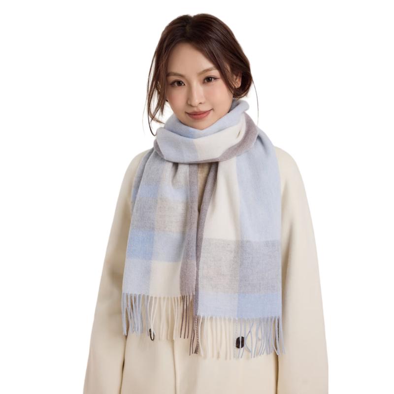 Yuxiaoduo 100% Pure Wool Plaid Scarf