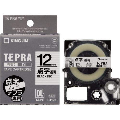 

[Оригінальна] стрічка Kingjim Tepra PRO, картридж, брайлівська стрічка (Тільки SR6700D) 12 мм прозора етикетка/чорні літери, довжина 6,4 м DT12K