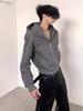 Unisex Black Three-Color Cleanfit Silhouette Zipper Hoodie Cardigan