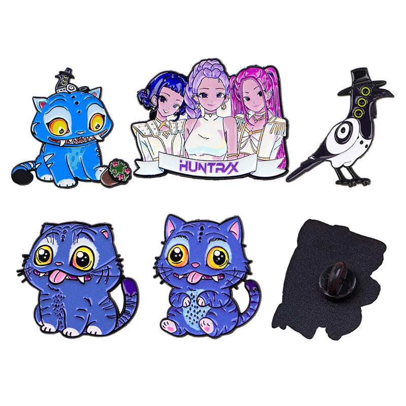 Happy Blue Cat Enamel Pin Fantasy Hunter Team Brooches Woman Men Backpack Accessories Bags Badge Lapel Jewelry Accessories Gift