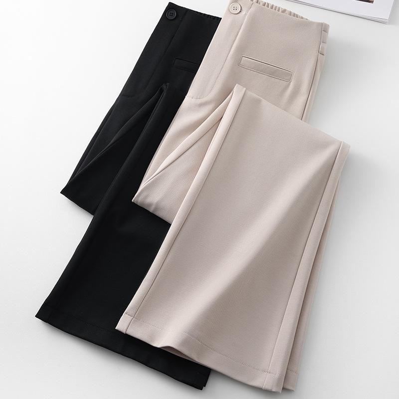 Sommer 2025 Damen High-Waist Schwarze Micro-Flare Anzughose: Stretch, Schlankmachend und Lässiger Fall