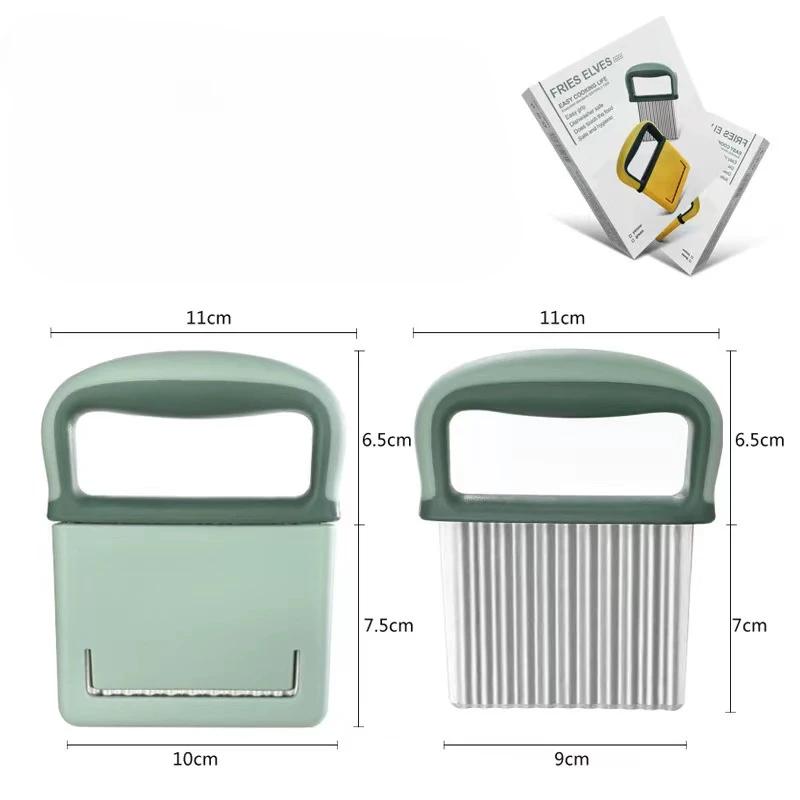 Potato Chip Slicer Stainless Steel Slicer Dough Vegetable Fruit Crinkle Wavy Slicer Knife Potato Cutter Chopper Kitchen Tools