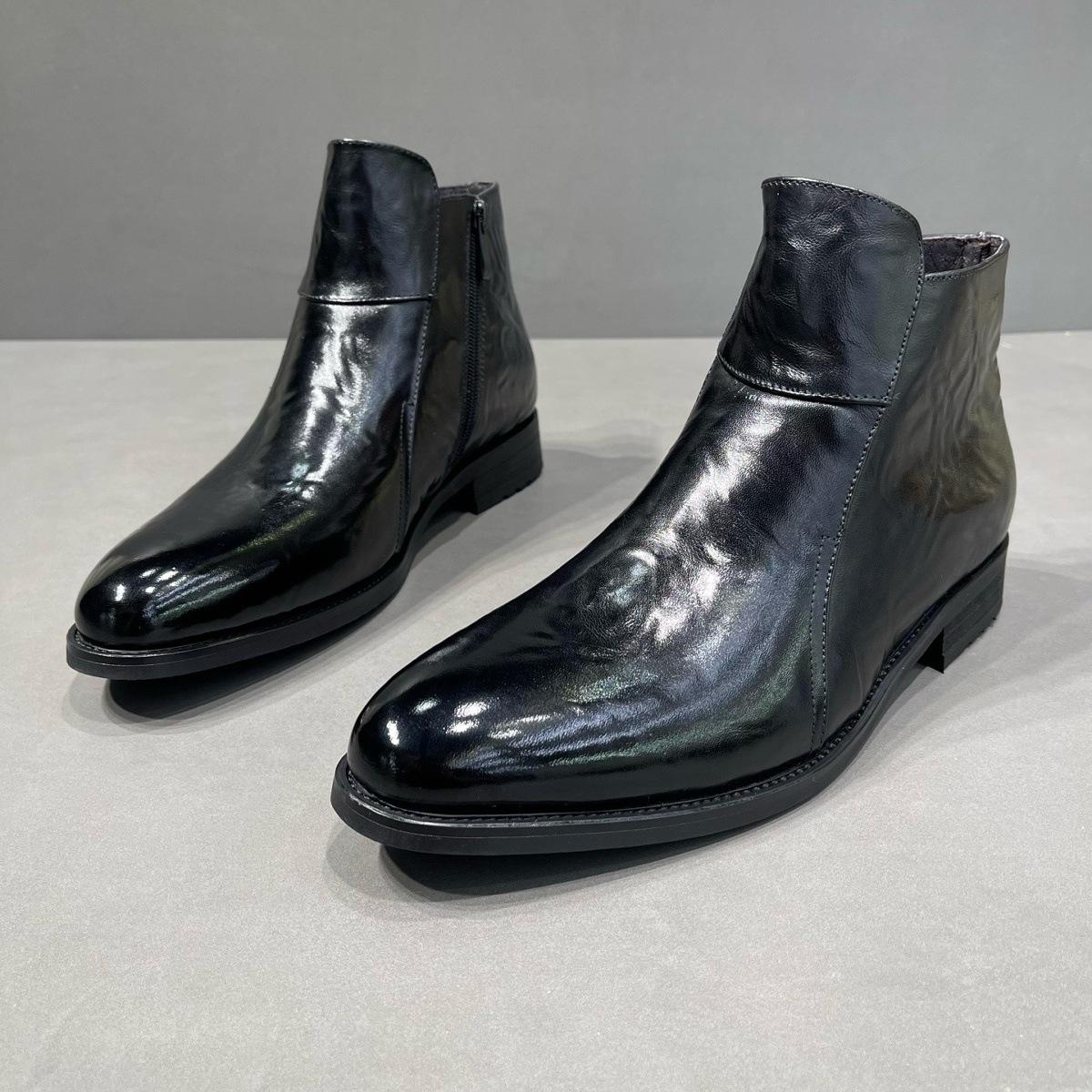 

Leather velvet autumn and winter thick-soled heightening leather boots wear-resistant, comfortable and non-smelly feet cowhide gentleman tide warm Ch 44